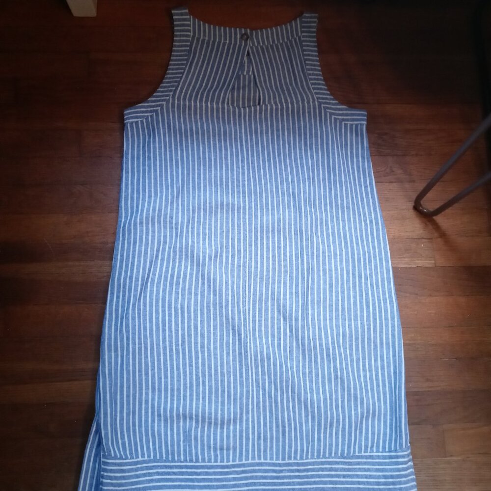 FOR CYNTHIA linen blend sleeveless shift dress in stripe (L) - Picture 4 of 15